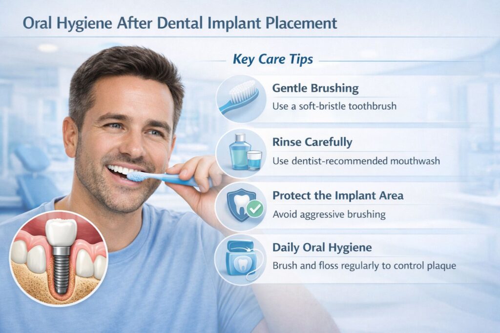 oral hygiene after implant placement