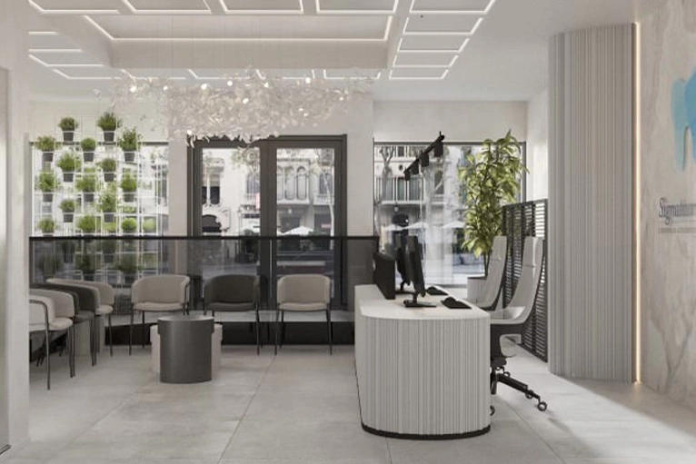 waiting area in signature smile dental office in brooklyn